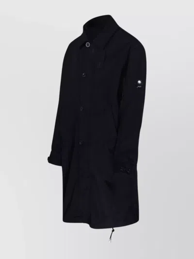 C.p. Company Button-fastening Lens-detail Coat In Black