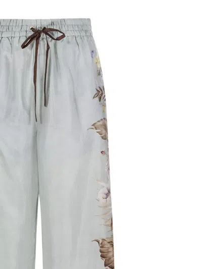 Zimmermann Coco Silk Relaxed Pants In Gray