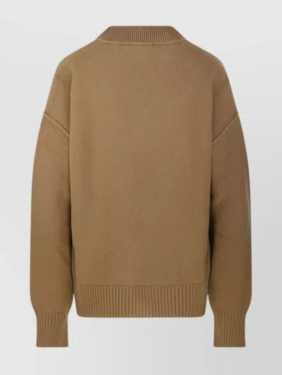 Ami Alexandre Mattiussi Ami Adc Cardigan V Neck Felted Merino In Brown
