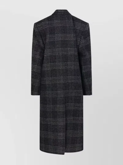 Isabel Marant Étoile Long Checked Double-breasted Notched Lapels Coat In Gray