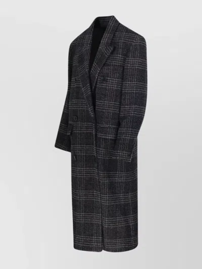 Isabel Marant Étoile Long Checked Double-breasted Notched Lapels Coat In Gray