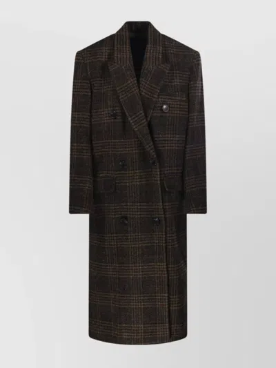 Isabel Marant Étoile Checked Double-breasted Lapel Coat In Black