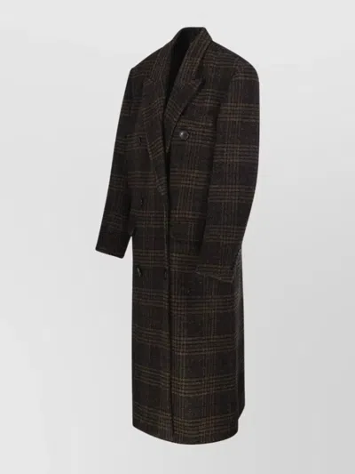 Isabel Marant Étoile Checked Double-breasted Lapel Coat In Black