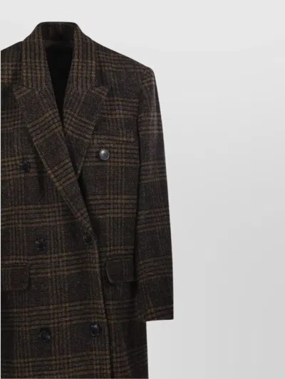 Isabel Marant Étoile Checked Double-breasted Lapel Coat In Black