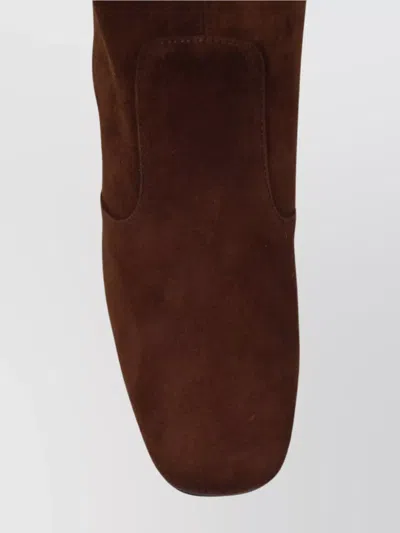 Roger Vivier Polly Suede Buckle Block Heel Bootie