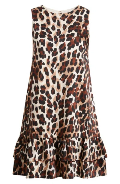 Anne Klein Leopard Print Sleeveless Minidress In Brown