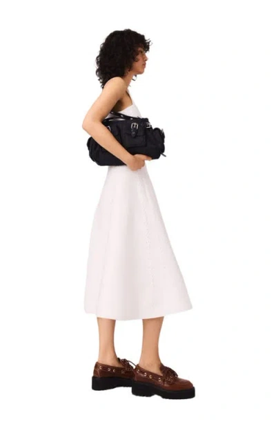 Maje Rorsya Pointelle Knit Midi Dress In Neutral