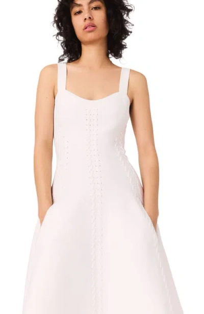 Maje Rorsya Pointelle Knit Midi Dress In Neutral