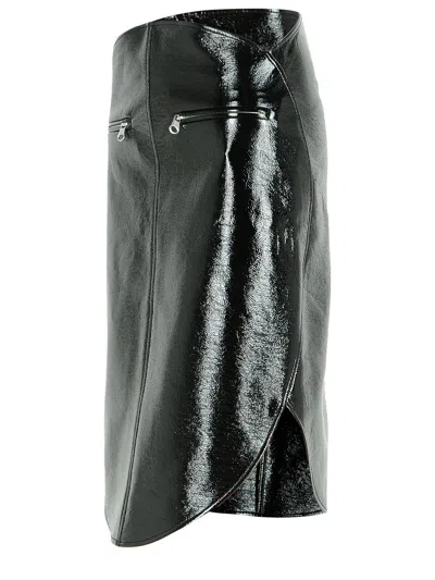 Courrèges Skirt Cotton Blend Asymmetric Hem In Black