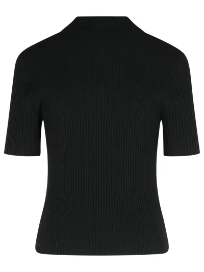 Courrèges Courreges Black Viscose Blend Polo Shirt Women In Black
