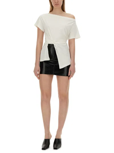 Courrèges Boat Neck T-shirt In Neutral