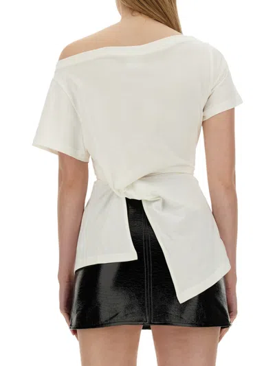 Courrèges Boat Neck T-shirt In Neutral