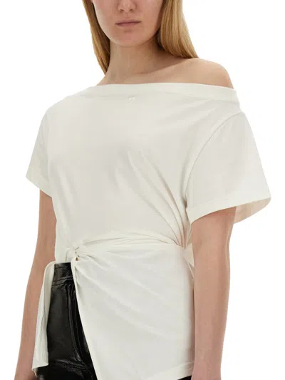 Courrèges Boat Neck T-shirt In Neutral