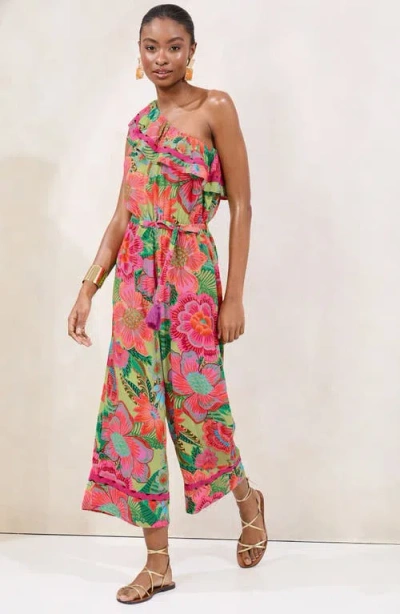 Lipsy Floral Print One Shoulder Crop Jumpsuit