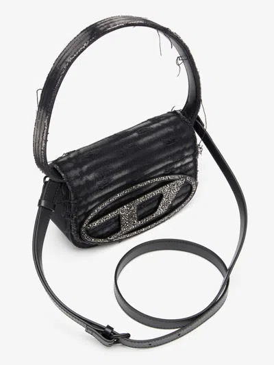 Diesel Women 1dr Denim Shoulder Bag With Used Effect