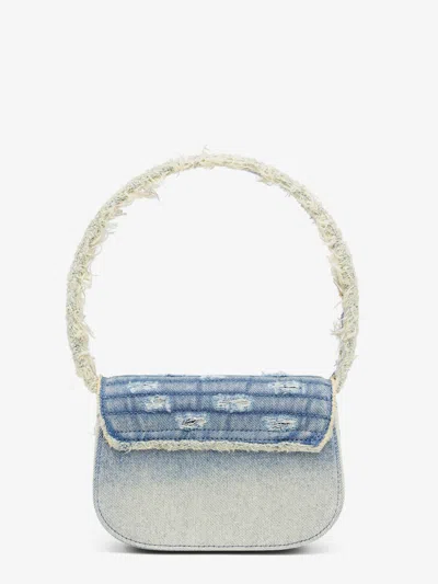 Diesel Women 1dr Denim Shoulder Bag With Used Effect