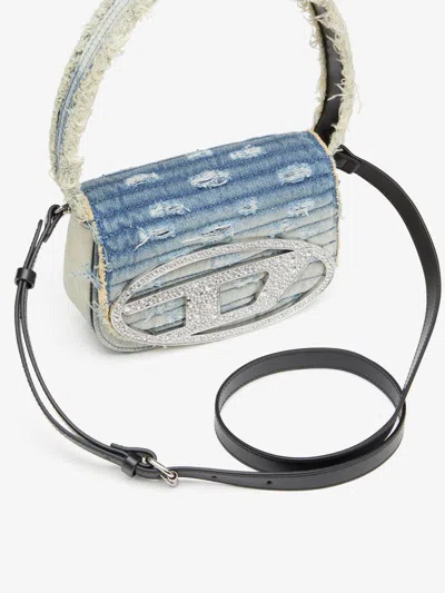 Diesel Women 1dr Denim Shoulder Bag With Used Effect