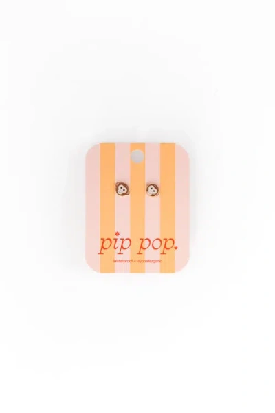 Pip Pop Monkey Stud Earrings In Gold
