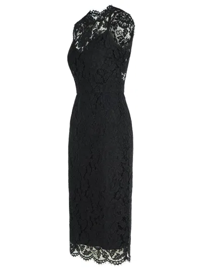 Dolce & Gabbana 'longuette' Black Stretch Lace Dress Women