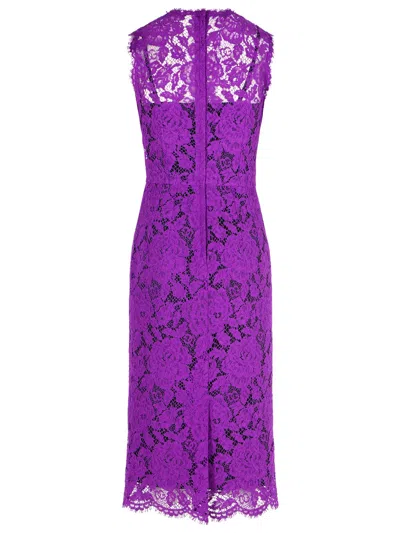 Dolce & Gabbana 'longuette' Purple Stretch Lace Dress Women