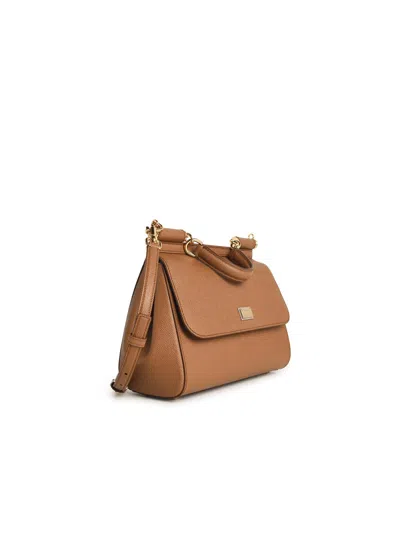 Dolce & Gabbana Sicily Camel Leather Bag In Brown