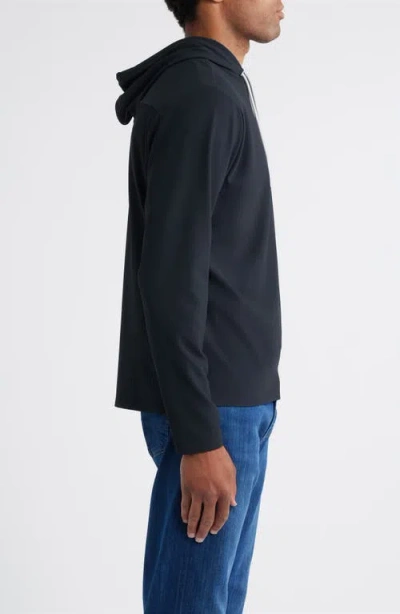 Johnnie-o Hoppin Ribbed Stretch Hooded Pullover In Black