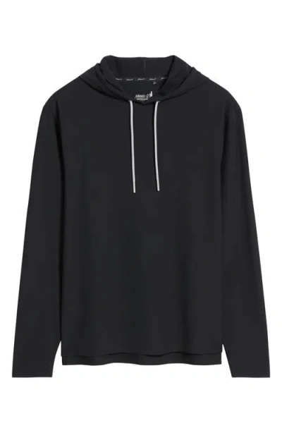 Johnnie-o Hoppin Ribbed Stretch Hooded Pullover In Black