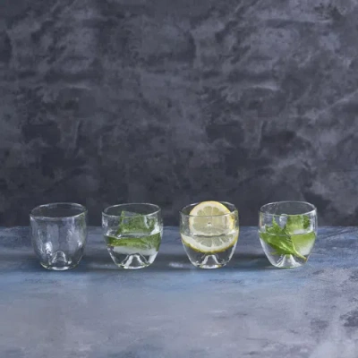 The Collective Home Pebbled Punt Glasses In Transparent