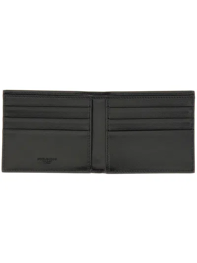 Dolce & Gabbana Calfskin Leather Bifold Wallet In Black