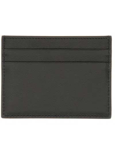 Dolce & Gabbana Dauphine Leather Cardholder With Tonal Stitching In Black