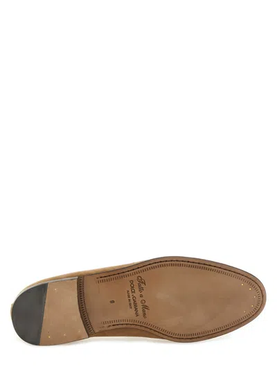 Dolce & Gabbana Loafers With Almond Toe And Suede Finish In Neutral