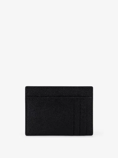 Dolce & Gabbana Logo Plaque Dauphine Leather Cardholder In Black