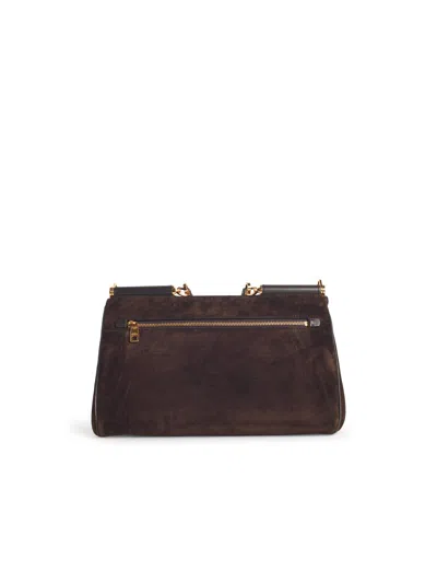 Dolce & Gabbana My Suede Tote Bag Decorated With A Sicily Padlock In Brown