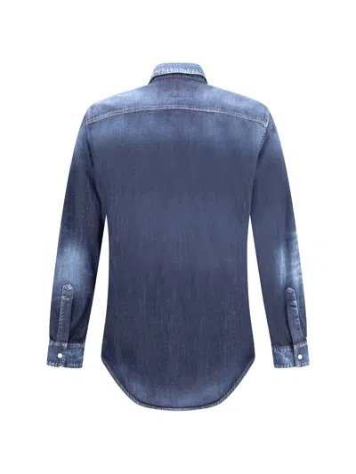 Dsquared2 Denim Shirt With Button-down Collar And Two Pockets In Blue