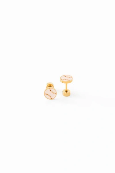 Pip Pop Baseball Stud Earrings In Gold