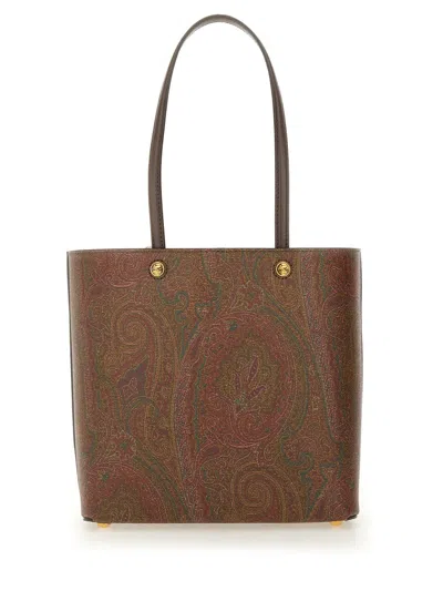 Etro Brown Shopper With All-over Jacquard Paisley Pattern