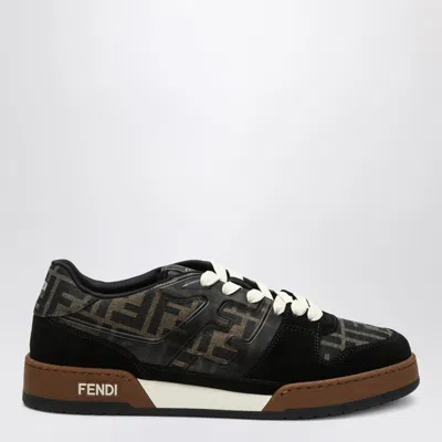Fendi Match Low-top Ff Jacquard Fabric And Suede Sneakers In Brown
