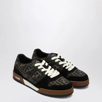 Fendi Match Low-top Ff Jacquard Fabric And Suede Sneakers In Brown
