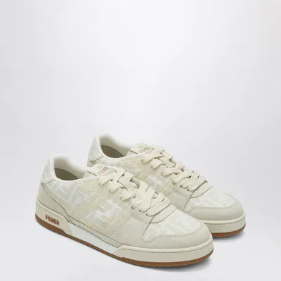 Fendi Match Ff Jacquard And Leather Sneakers In Neutral