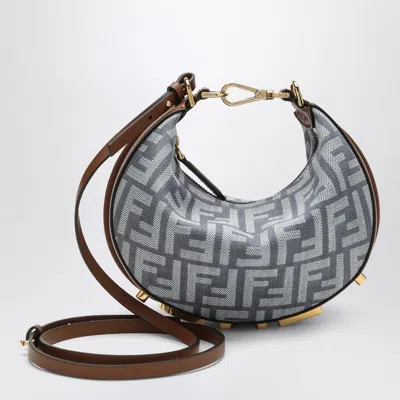 Fendi Graphy Minibag In Jacquard Ff Denim Effect Blue Women