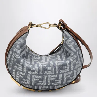 Fendi Graphy Minibag In Jacquard Ff Denim Effect Blue Women