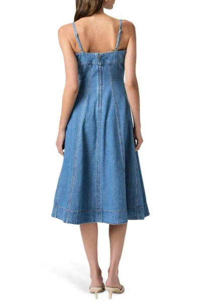 Paige Womens Serenade Pippa Square-neck Cotton-blend Denim Midi Dress In Blue