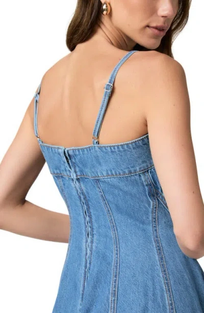 Paige Womens Serenade Pippa Square-neck Cotton-blend Denim Midi Dress In Blue