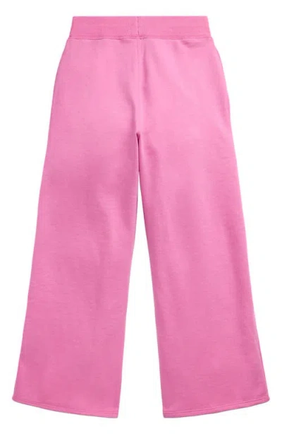 Polo Ralph Lauren Kids' French Terry Wide Leg Pants In Pink