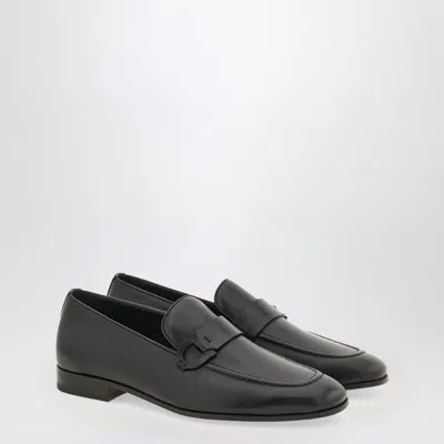 Ferragamo Black Loafer With Gancini Logo Men