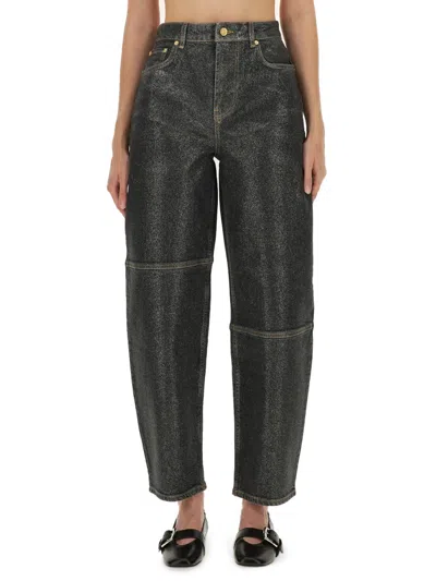 Ganni Black Organic Cotton Jeans In Black