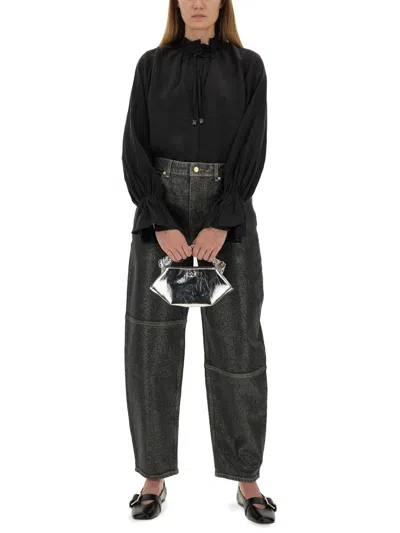 Ganni Black Organic Cotton Jeans In Black
