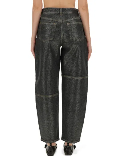 Ganni Black Organic Cotton Jeans In Black