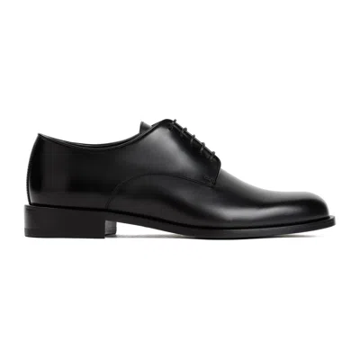 Giorgio Armani Almond Toe Lace-up Leather Shoes In Black