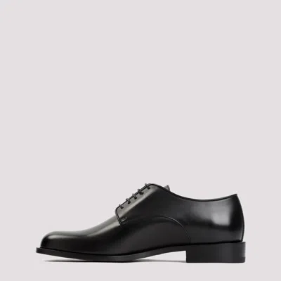 Giorgio Armani Almond Toe Lace-up Leather Shoes In Black
